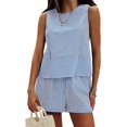 thumbnail image 1 of YATELLE Women's Summer 2 Piece Outfits Sleeveless Tank Top Matching Shorts Sets Cotton Striped Sweatsuits Vacation Beach 2025, 1 of 5