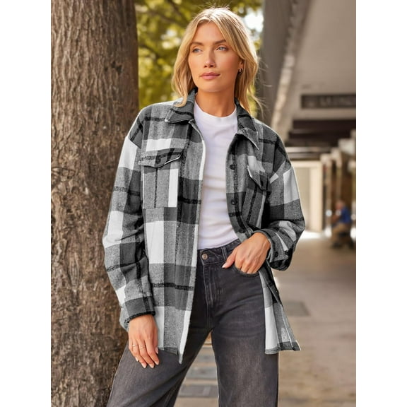 YATELLE Womens Fall Outfits Fashion Clothes Shackets Flannel Plaid Button Down Long Sleeve Shirts Jackets 2024