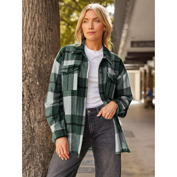 YATELLE Womens Fall Outfits Fashion Clothes Shackets Flannel Plaid Button Down Long Sleeve Shirts Jackets 2024