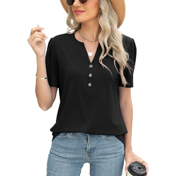 YATELLE Womens Tops Summer 2025 Short Sleeve Casual Shirts Fashion Loose Fit Clothes