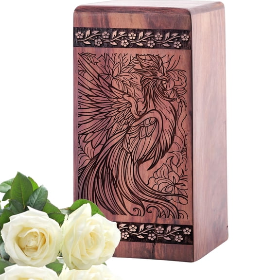 YATHABHIS Bird Urn, Wooden Box Urns For Human Ashes, Crafted Wood Urn, Box For Adult, Memorial Urns With Bird Design, Large Size For Ashes - 10 Inches