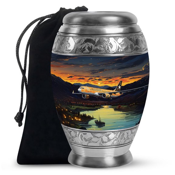 YATHABHISA Airplanes Cremation Urns for Human Ashes, Airplanes Burial Urn for Ash, Memorial Gift for Father, Medium, 6 Inch