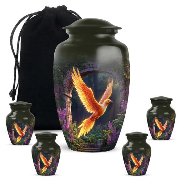 YATHABHISA American Football Adult Cremation Funeral Urn for Human Ashes, Keepsake Memorial Gift, Beautiful Handcrafted Small Urns for Ash Container, Combo, 1 Large 10 Inch & 2 Mini 3 Inch