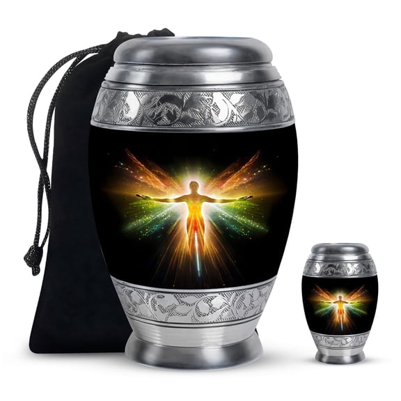 YATHABHISA Angel Cremation Urn for Burial, Ash Holder, Small Keepsake Urns for Human Ashes, Funeral Urn for Mom and Dad, Mini Keepsakes Urns for Parents, Combo, 10 Inch Large & 3 Inch Small