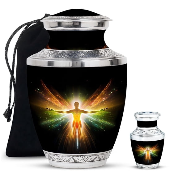 YATHABHISA Angel Keepsake Urns for Ashes, Cremation Urn, Funeral & Burial Urns, Large Urn for Male and Female, Memorial Gifts for Adults, Ash Keepsakes, Combo, 10 Inch Large & 3 Inch Small