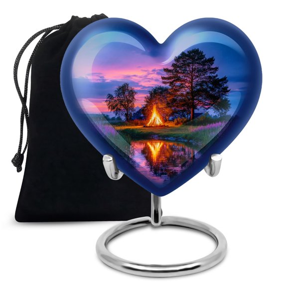 YATHABHISA Campfire Heart Cremation Urn  Large 10" Adult Decorative Human Ashes Holder, Memorial Funeral Burial Urns Tribute Keepsake Gift