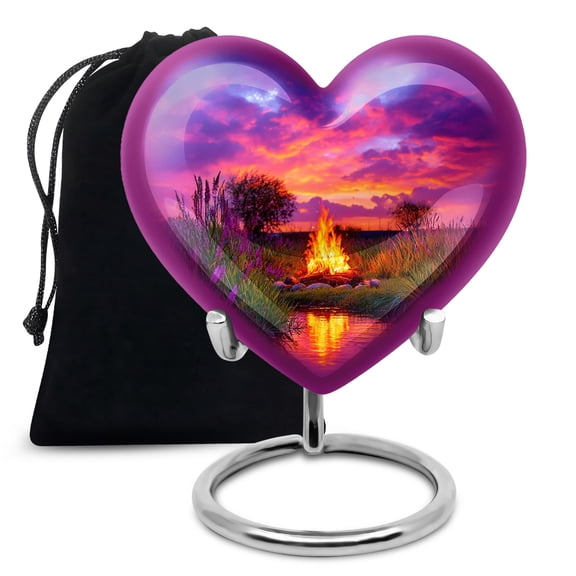 YATHABHISA Campfire Heart Urn for Human Remains, Memorial Gifts for Male and Female, Cremation Urns for Humans Ashes for Couples, Funeral Urn, Large Urns for Ash, 10 Inch