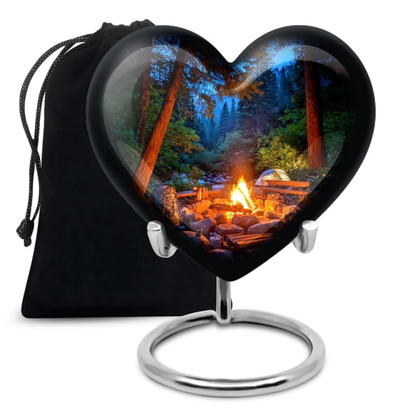 YATHABHISA Campfire Heart Urn Large 10" Adult Decorative Human Ashes Holder, Cremation Funeral Burial Memorial Urns Tribute Gift