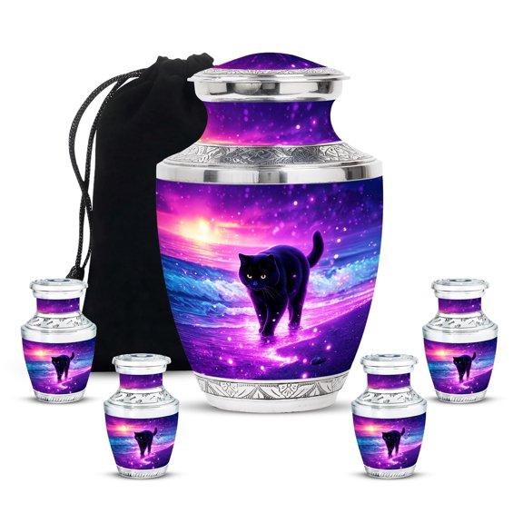 YATHABHISA Cat Memorial Gifts For Male And Female, Funeral And Cremation Urns, Burial Urn For Human Ashes, Mini Keepsakes Urns, 1 Large 10 Inch & 2 Mini 3 Inch Urn