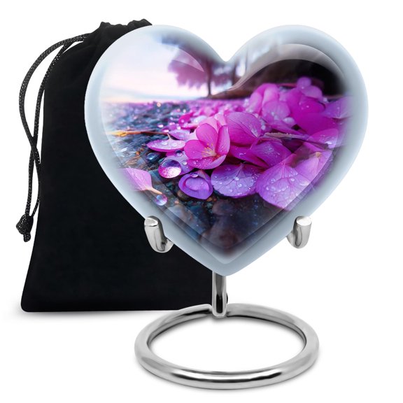 YATHABHISA Cherry Blossom Heart Urn for Ashes, Large Cremation Urns for Human Ash, Funeral & Burial for Adult, Decorative Gift for Mother, 10 Inch