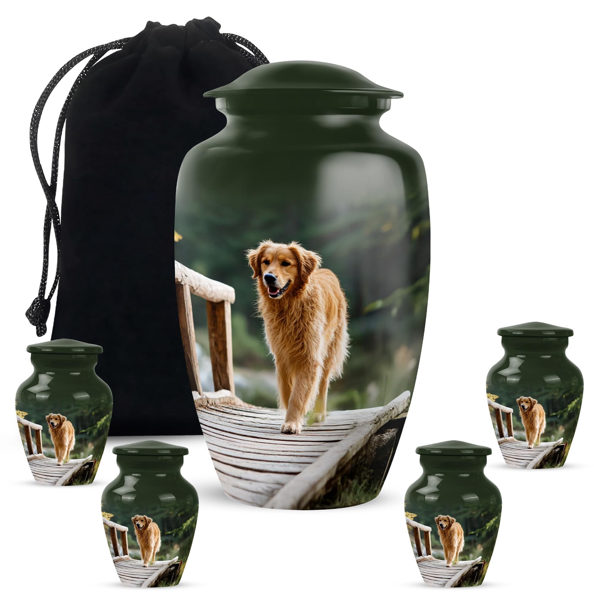 YATHABHISA Dog Urn – Large 10" with 2 Mini 3" Keepsakes, Pet Human Ashes Adult Decorative Cremation Funeral Burial Memorial Urns Tribute