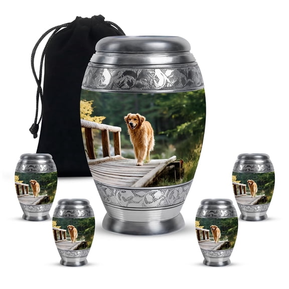 YATHABHISA Dog Urn, Memorial Keepsake Box for Mom & Dad, Memorial Burial Urn, Urns for Adult Human Ashes, Combo, Green (10 Inch & 3 Inch Mini Set of 3)