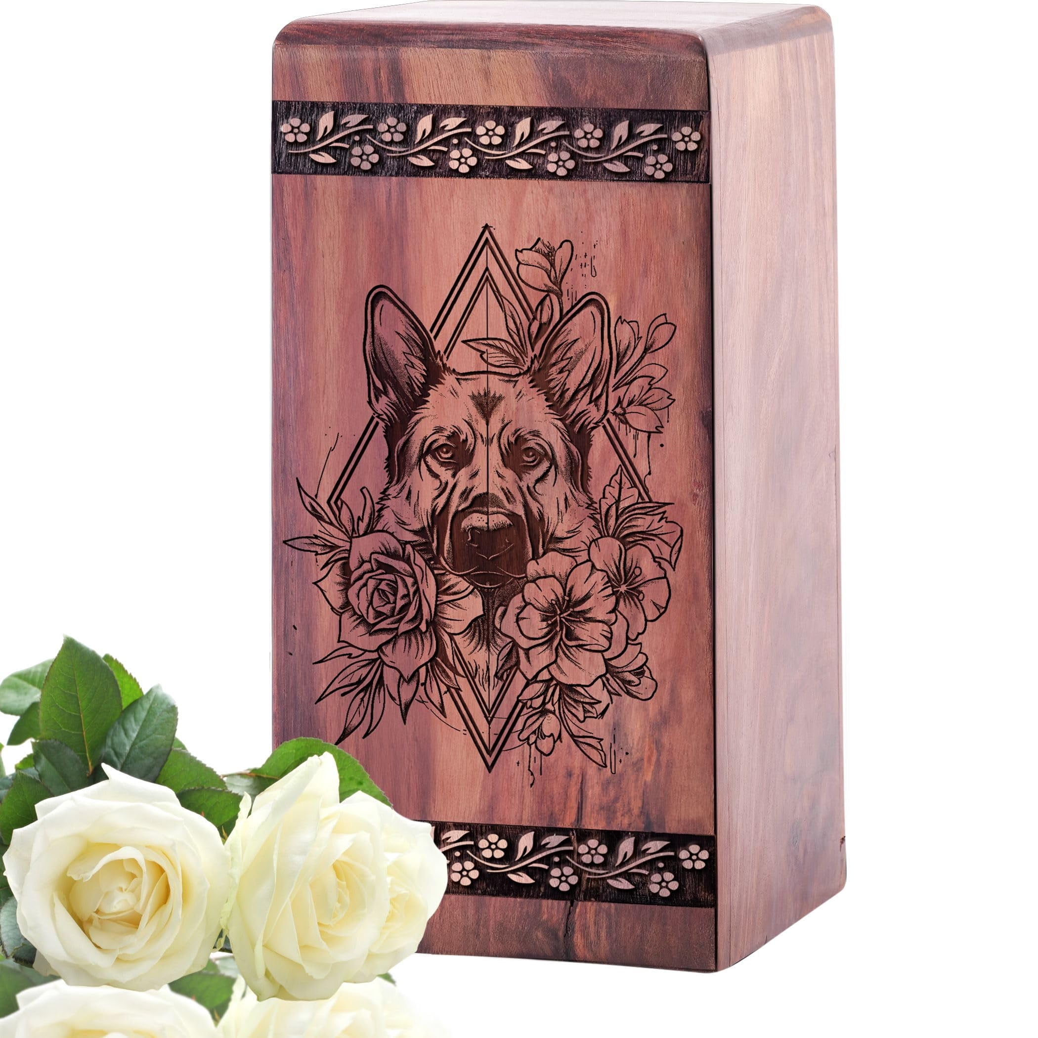 YATHABHISA Dog urn for ashes adult male - Dog Themed- Pet urn for ashes for women - wooden box - keepsake box Urns -Pet Urns for Dogs - 11.25 Inches