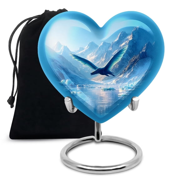 YATHABHISA Dragon Heart Shaped Urn for Ashes, Large Cremation Urns for Human Ash, Funeral & Burial for Adult, Decorative Gift for Female, Blue, 10 Inch