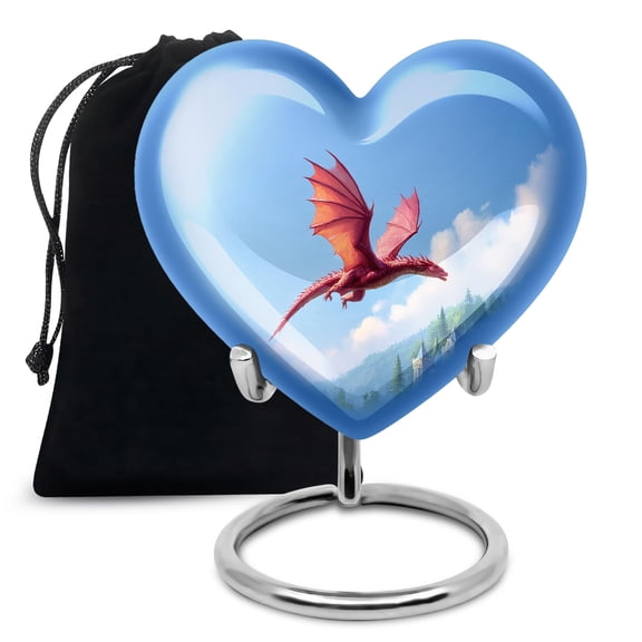 YATHABHISA Dragon Heart Urn for Ashes, Large Urns for Human Ash, Funeral & Burial Cremation for Adult, Decorative Gift for Father, Blue, 10 Inch