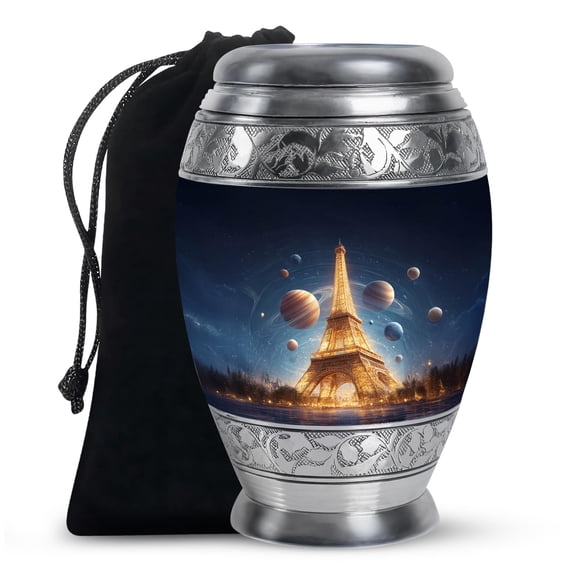 YATHABHISA Eiffel Tower Classic Urn for Ashes Adult Men and Women, Memorial Gifts for Family, Cremation Urns for Human Ash, Burial Urn for Cremated Remains, Funeral Urns, 6 Inch