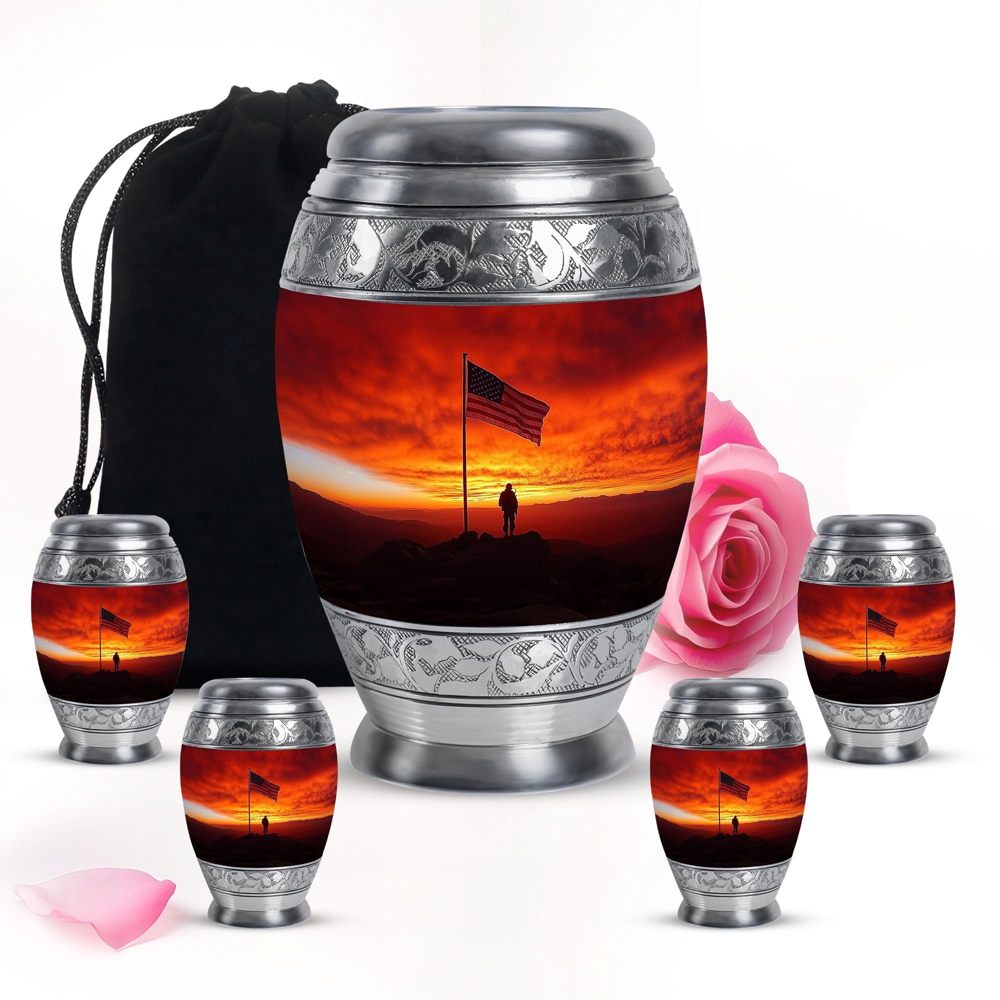 YATHABHISA Fire Fighter Cremation Urn, Keepsake for Grandparents, Funeral and Burial Urns, Ash Holder for Family, Large Urn for Human Ashes Adult, Mini Urns, Combo, 1 Large 10 Inch & 2 Mini 3 Inch