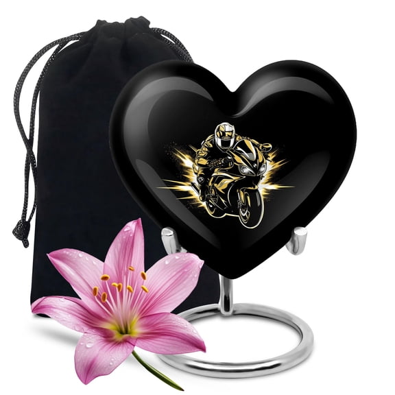 YATHABHISA Heart Bike Ashes Keepsake Urn, Cremation Urns for Male and Female, Large Urn for Couples, Burial and Funeral Urns for Human Ash, 10 Inch