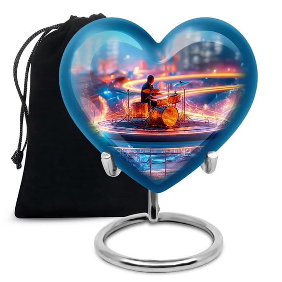 YATHABHISA Heart Drums Ashes Keepsake Urn, Cremation Urns for Male and Female, Large Urn for Couples, Burial and Funeral Urns for Human Ash, 10 Inch