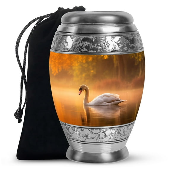 YATHABHISA Majestic Swan Urn for Ashes, Large Cremation Urns for Human Ash, Funeral & Burial for Adult, Decorative Gift for Female, 10 Inch