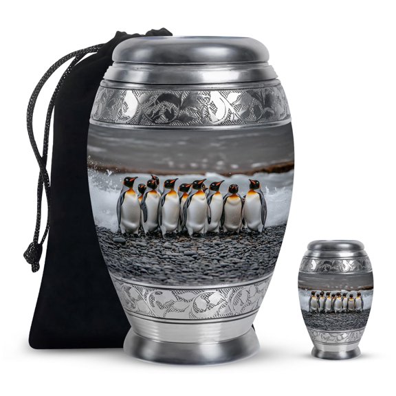 YATHABHISA Memorial Urns for Human Ashes, Polar Bear Keepsake Urn for Ash, Adult Funeral Remains, Decorative Gift for Male & Female, Combo, 10 Inch Large & 3 Inch Small