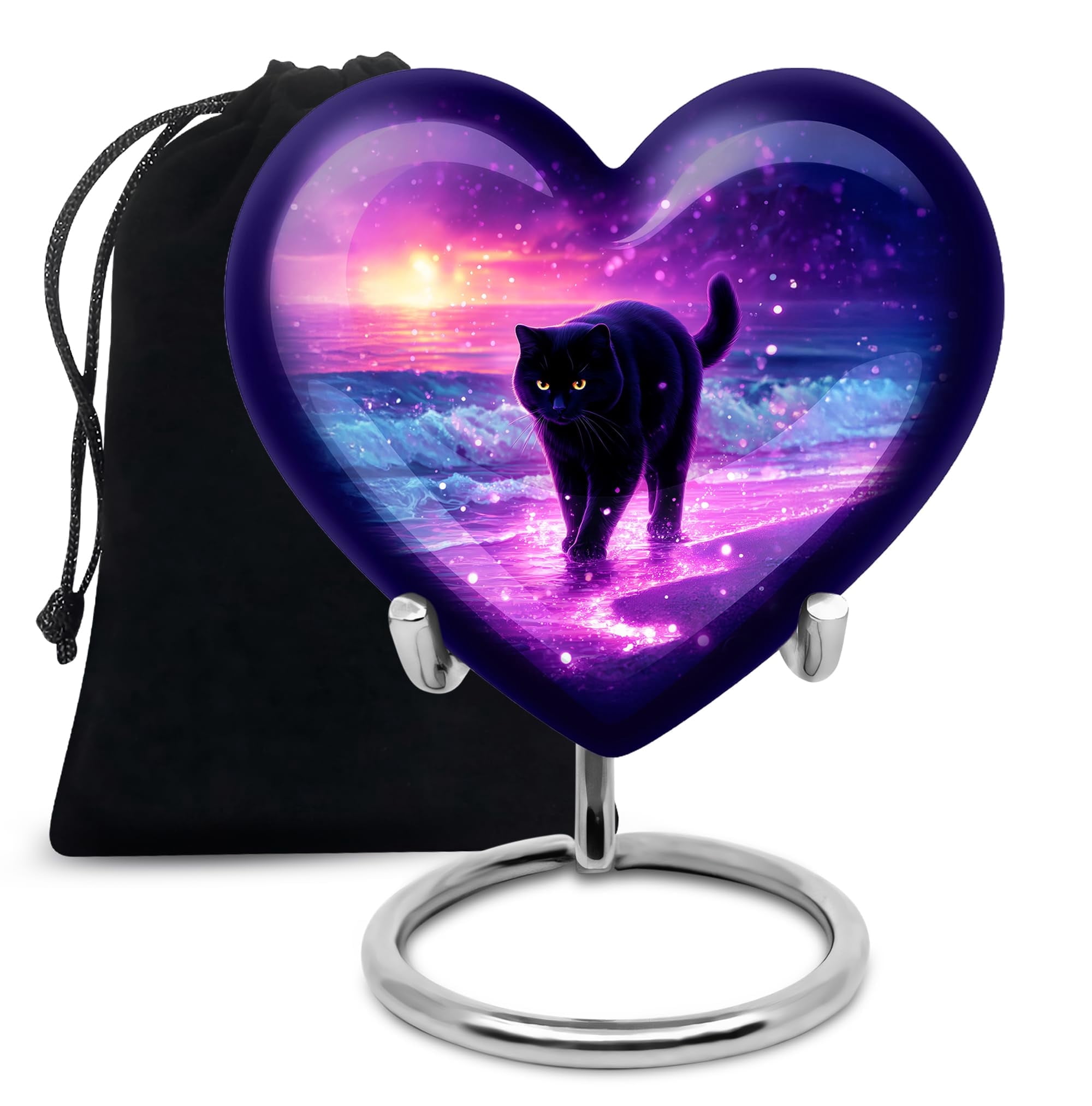 YATHABHISA Urns for Human Ashes, Cat Heart Cremation Urn for Ashes, Pet Urns for Large Cat Ash Container, Decorative for Funeral, Memorial Gift for Pet Lover's, Purple, 10 Inch Urn