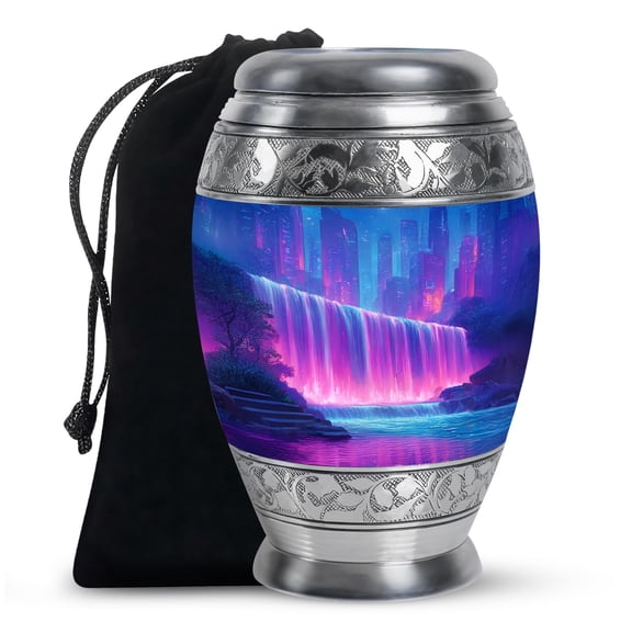 YATHABHISA Waterfall Urn for Ashes Adult Male and Female, Cremation Urns for Human Ash, Burial Urn for Cremated Remains, Memorial Gifts for Family, Handcrafted Urns, 6 Inch