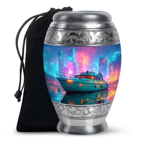 YATHABHISA Yacht Classic Urn for Ashes Adult Men and Women, Memorial Gifts for Family, Cremation Urns for Human Ash, Burial Urn for Cremated Remains, Funeral Urns, 6 Inch