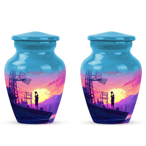 YATHABI Basketball Small Urn for Human Ashes  Mini Memorial Keepsake for Dad  Tiny Ash Holder for Men - 3 Inch (Pack Of 4)