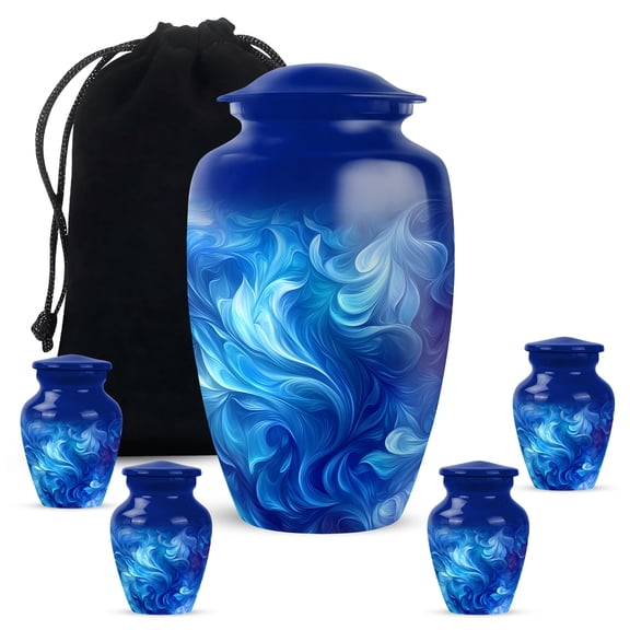 YATHABI Blue Keepsake Urn for Human Ashes Mini Memorial Container Small Ash Holder for Adult Remains Tiny Cremation Urn Female-3 Inch