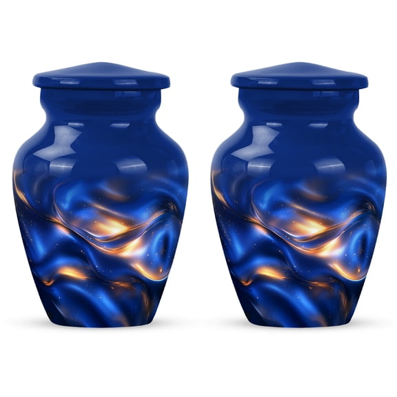 YATHABI BlueTiny Keepsake Urn for Ashes  Mini Ash Holder for Human Remains  Small Cremation Container  Memorial Urn Female- 3 Inch (Pack Of 4)