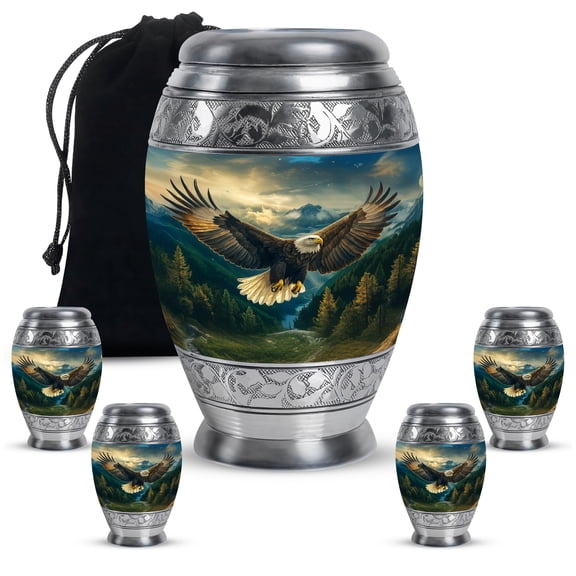 YATHABI Flying Eagle Urns - Large Cremation Urns for Human Ashes - Urn Keepsake for Adult Mom and Dad - Miniature Urn for Ashes for Women - 10 Inch and 3 Inch