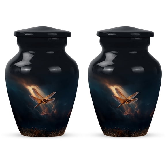 YATHABI DragonflySmall Urn for Grandparents Ashes Mini Keepsake Memorial Holder Tiny Cremation Container Funeral Ashes Men Women- 3 Inch (Pack Of 4)