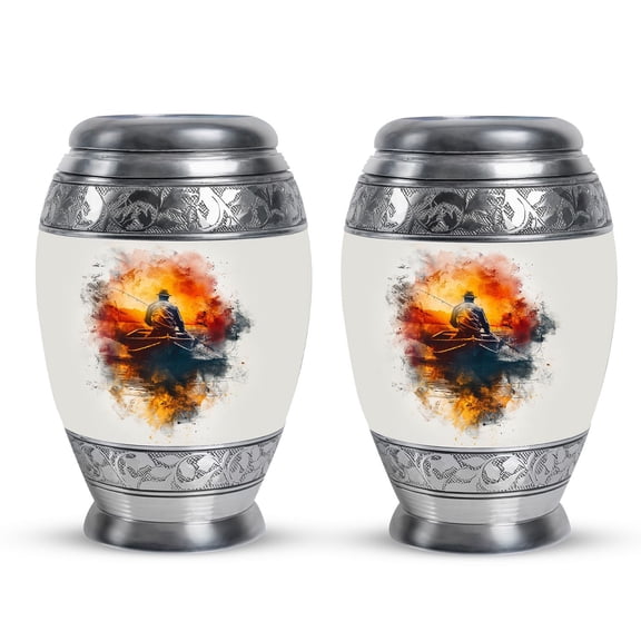 YATHABI Father Son Fishing Small Urns - Burial Urns For Cremated Remains - Ash Holders For Human Ashes - Cremains Containers - Urns For Ashes Adult Male- Cremation Urns Adult - 3 Inch