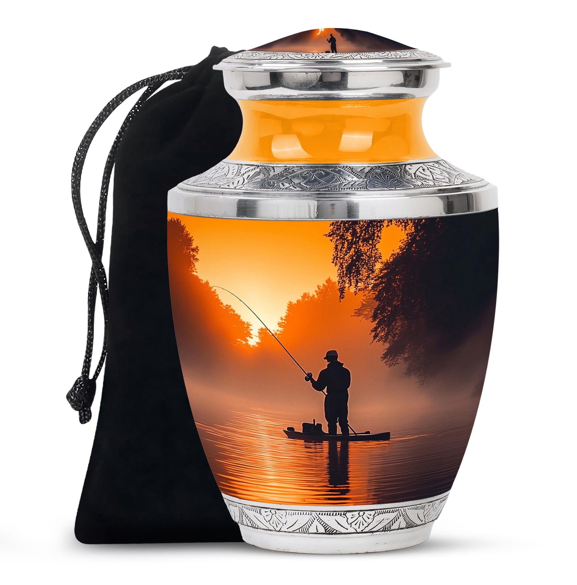 YATHABI Fisherman Cremation Urn - Large Urns For Human Ashes Adult Female - Cremation Urn For Ashes Adult Male - Memorial Funeral Urns For Women - 10 Inch