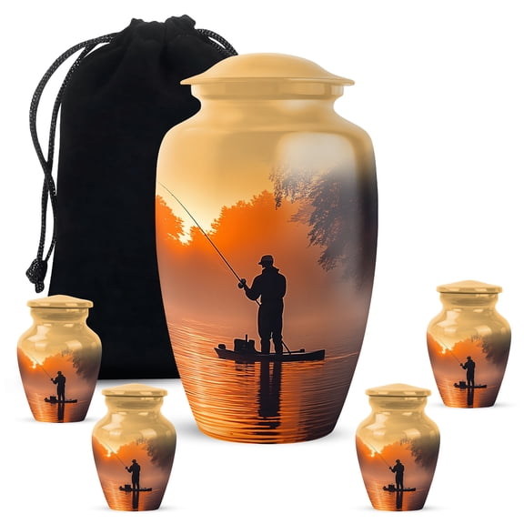YATHABI Fishing Mini Keepsake Urn for Mom  Small Cremation Container for Female Ashes  Memorial Funeral Holder for Mother  Tiny Ash Urn -3 Inch