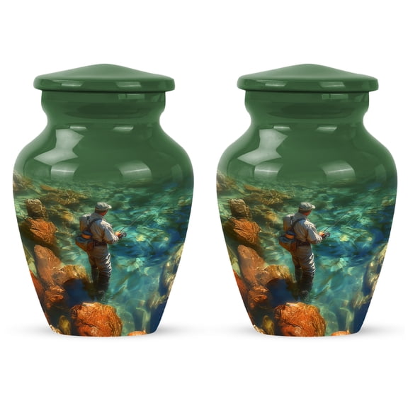 YATHABI FishingTiny Keepsake Urn for Dad Small Memorial Holder Male Cremation Ashes Container for Father Miniature Ash Urn Men- 3 Inch (Pack Of 4)