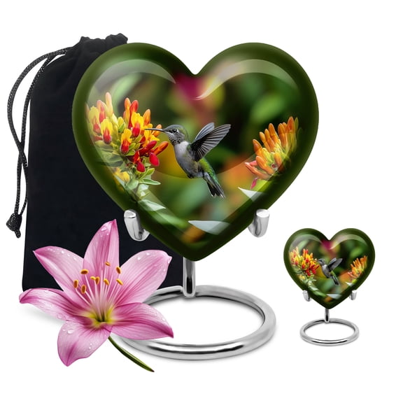 YATHABI Humming Bird Large & Small Keepsake Urn for Grandpa  Cremation Ash Holder Male  Memorial Ash Holder  Funeral Ashes for Men- 1 Large, 1 Small