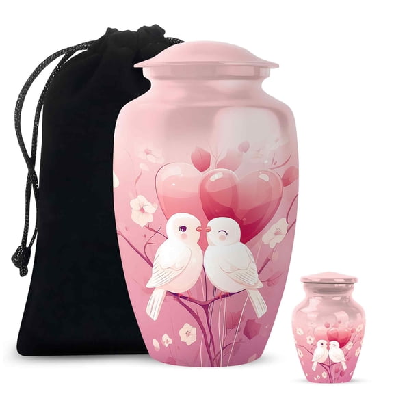 YATHABI Pink Large Urn and Small Keepsake for Mother Mini Cremation Ash Container for Women Funeral Set for Memorial Use - 1 Large, 2 Small