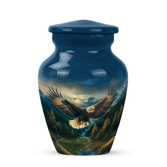 YATHABI Flying Eagle Urn - Miniature Urns for Human Ashes - Blue Urn for Ashes for Women - Cremation Urns for Men and Woman - Memorial Ash Holder - 3 Inch