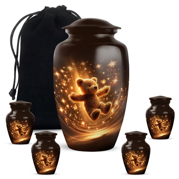 YATHABI Teddy Bear Mini Urn for Dad Ashes Small Keepsake Cremation Holder Male Memorial Ash Container for Father Funeral Ashes Urn -3 Inch