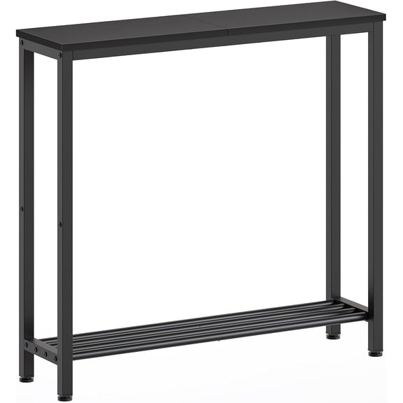 YATINEY Narrow Console Table, 2-Tier Small Sofa Table, 29.5" Thin Entryway Behind Couch Table with Shelves,  Hallway Table, for Living Room, Foyer, Black CT03BB