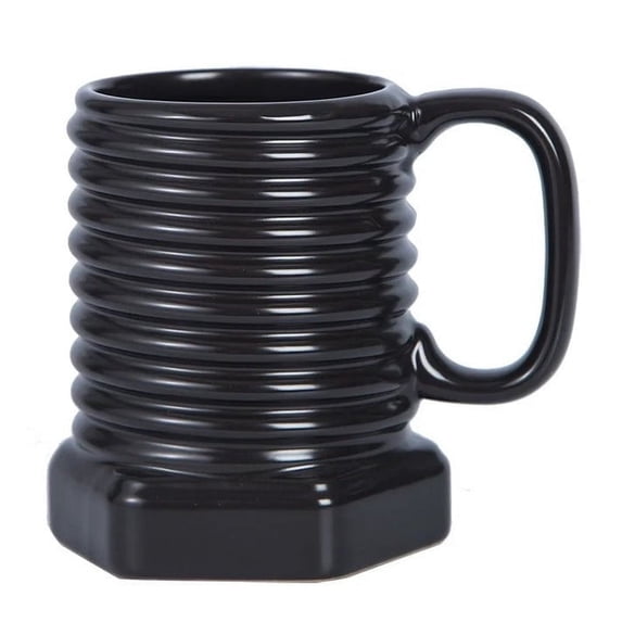 YATLTE 3D Ceramic Cool Mug Black Coffee Mugs, Screw Abstract Shaped Office Cup, Durable Cup Gifts for Man Father Dad Grandfather Women Home Office