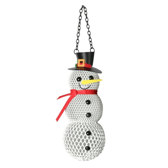 YATLTE Christmas Snowman Bird Feeder, Metal Mesh Hanging Bird Feeder, Hanging Tube Feeder, Decorative Outdoor Bird Feeder Garden Decoration for Wild Backyard Attracting Birds