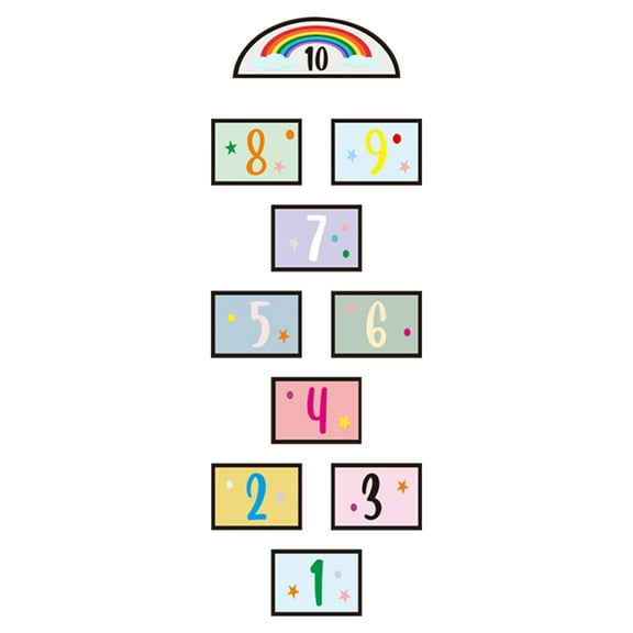 YATLTE Digital Hopscotch Game Floor Stickers, Creative Universe Number Puzzle Games Lattice Floor Wallpaper, for Kids Nursery Children's Boosting Gross Motor Skills