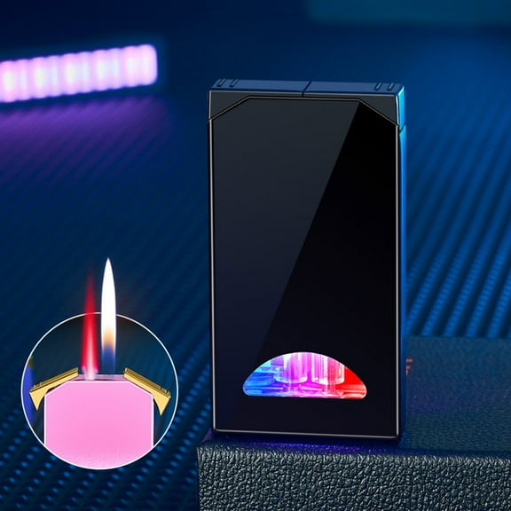 YATLTE Dual Flame Lighter, Switchable Torch Jet Lighter & Soft Flame Lighter, Refillable Butane Lighter, Cool Pipe Lighters, Unique Gifts for Family Friend Men