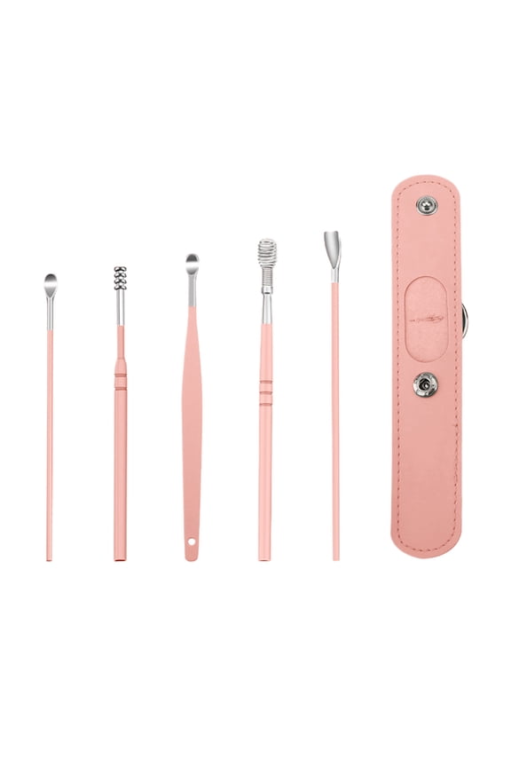 Ear Wax Removal Kit, Professional Double-Headed Ear Pick Earwax Removal Tools, Ear Cleaner Earwax Removal Tool with Portable Keychain PU Leather Case