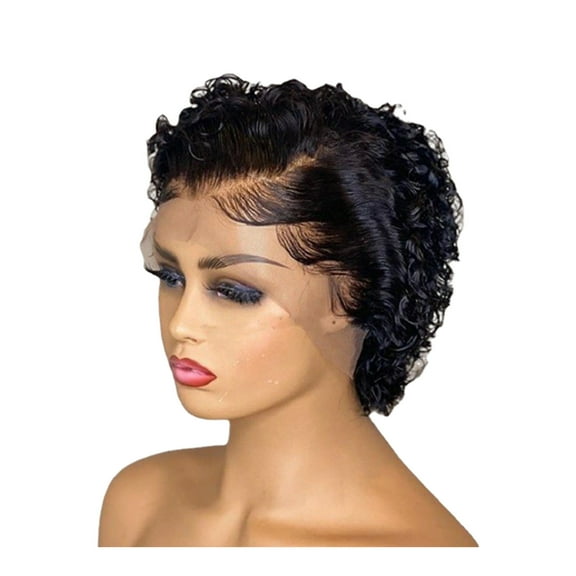 YATLTE Glueless Wigs, Human H Pre Plucked Pre Cut Short Curly Human H Wigs, Short Wigs for Black Women Human Hair, for Daily Party Use Heat Resistant Fiber Wigs