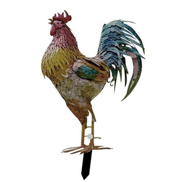 YATLTE Metal Rooster Decor, Metal Rooster Garden Statues & Sculptures, Chicken Yard Art Decor Standing Animal Lawn Ornament for Backyard Patio Kitchen Decorations