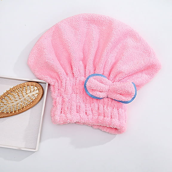 YATLTE Microfiber Hair Drying Cap, Hair Towel Cap, Fast Coral Velvet Hair Drying Towel with Bow-Knot, Plopping Towel for Women for Curly Long Thick Wet Hair